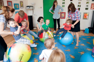 Children in class playing